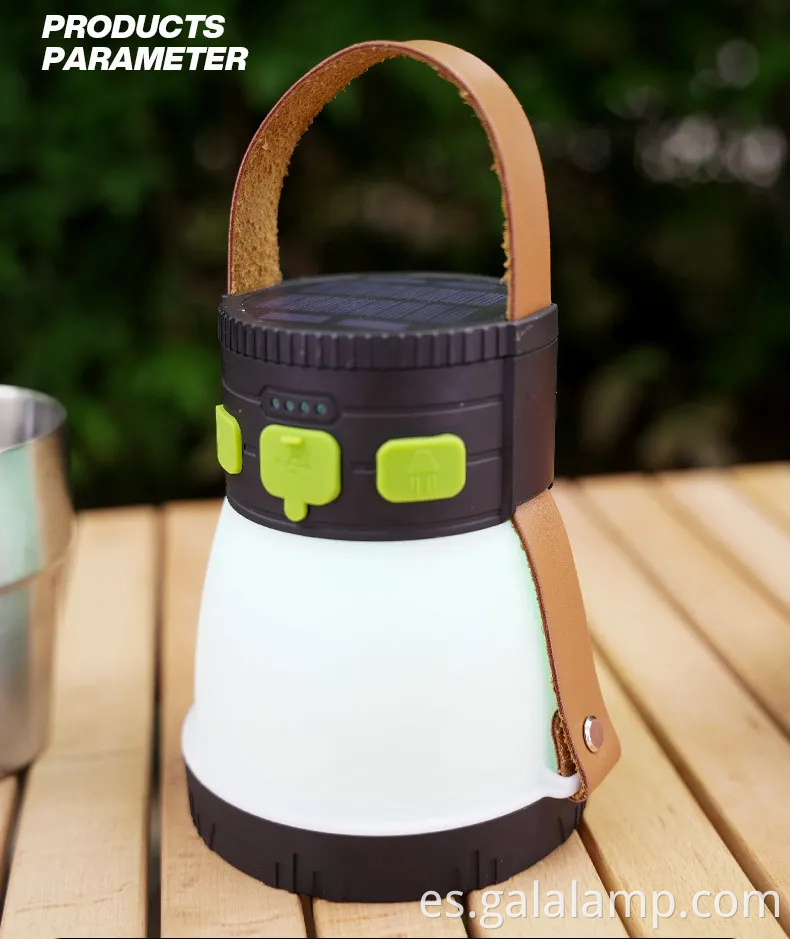 Linterera para acampar recargable solar de peso ultraligero con cargador de teléfono